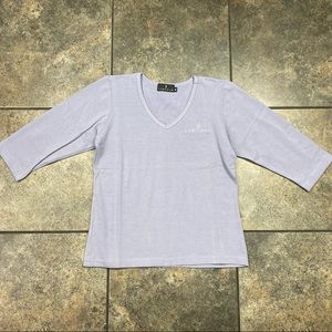 Women’s VTG Lincoln 3/4th Sleeve Vneck T-Shirt Size Medium